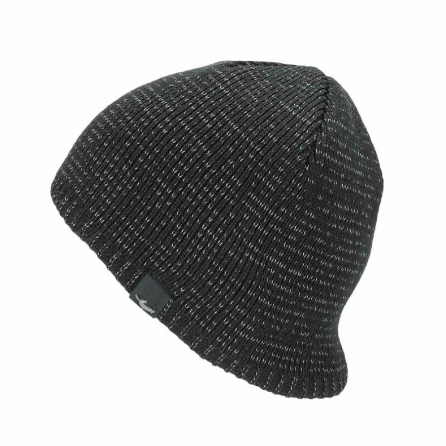 Men'S Accessories * | Sealskinz Waterproof Cold Weather Reflective Beanie Black