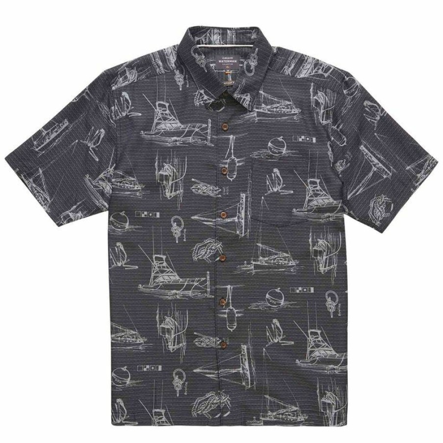 Men'S Shirts * | Quiksilver Waterman Men'S The Harbour Shirt Black The Harbour