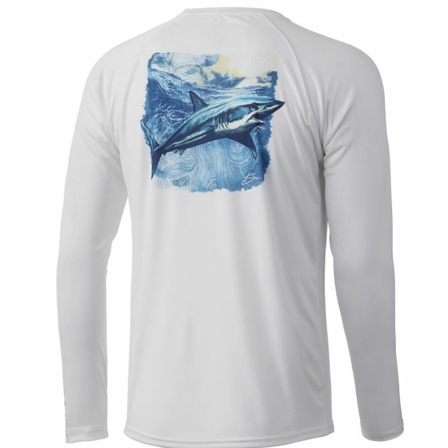 Men'S Shirts * | Huk Men'S Kc Mako Storm Pursuit Shirt White