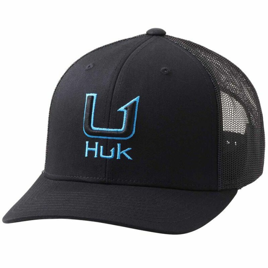 Men'S Accessories * | Huk Barb U Trucker Hat Black