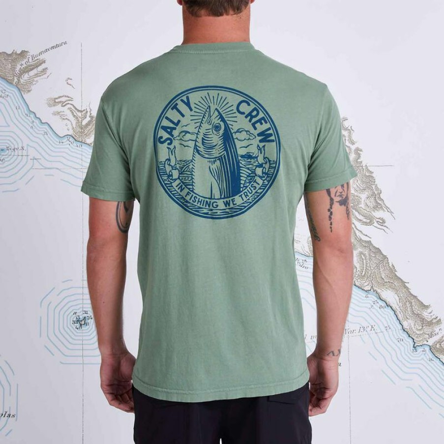 Men'S Shirts * | Salty Crew Men'S In Fishing We Trust Shirt Sage