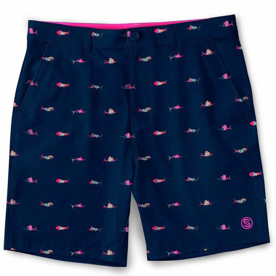 Men'S Shorts * | Scales Men'S Trippy Fish Shorts Navy