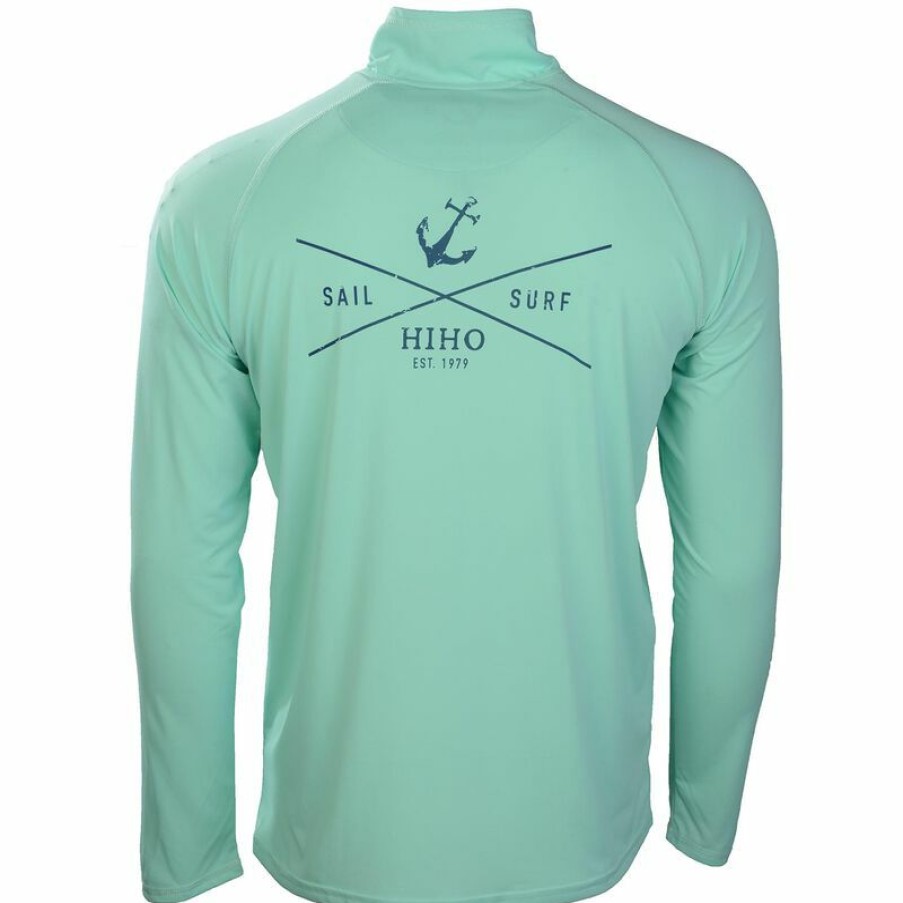 Men'S Shirts * | Hiho Men'S Suntek Eli Anchor Hooded Shirt Seafoam