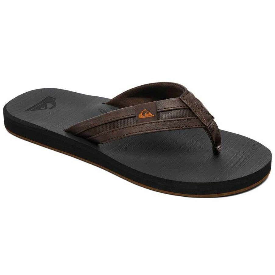 Men'S Shoes * | Quiksilver Men'S Carver Squish Flip-Flop Sandals Brown/Black/Brown