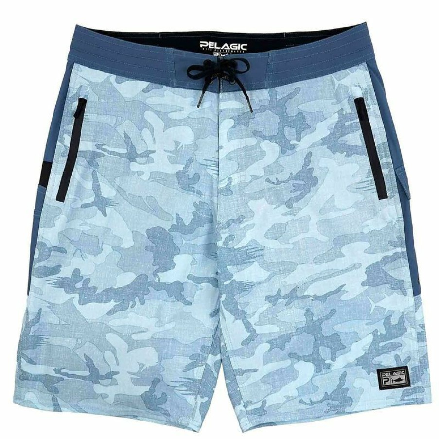 Men'S Swimwear * | Pelagic Men'S Fish Camo Ocean Master Board Shorts Slate