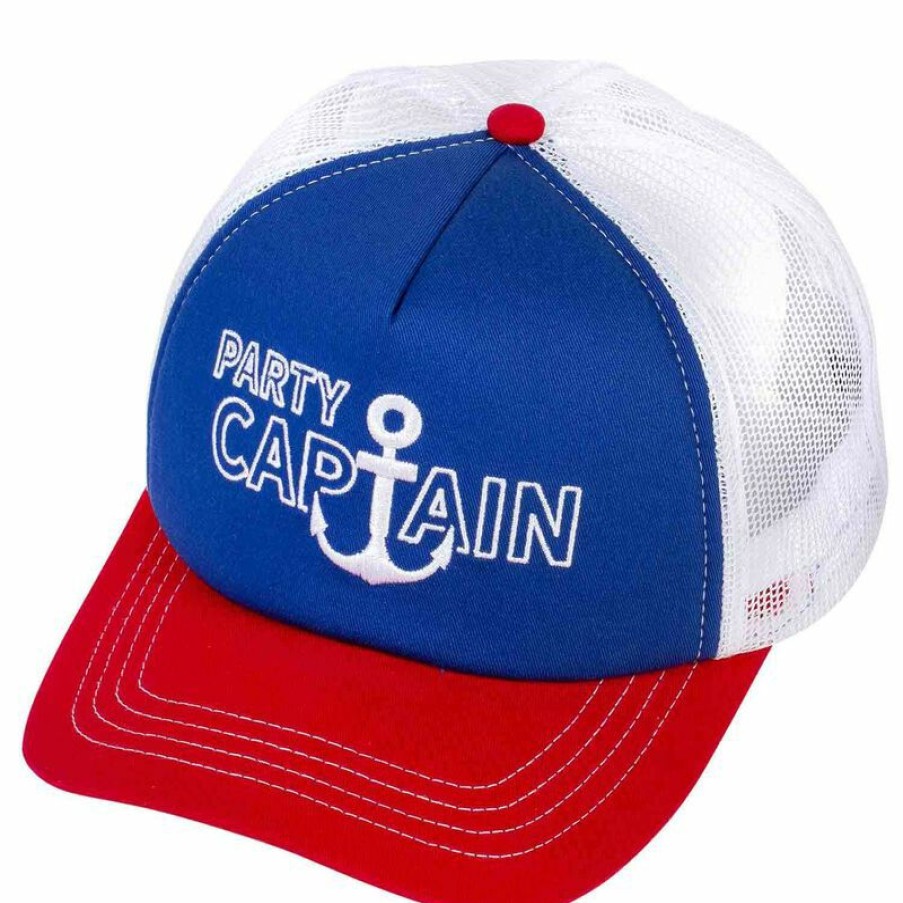 Men'S Accessories * | West Marine Party Captain Trucker Hat Red White And Blue