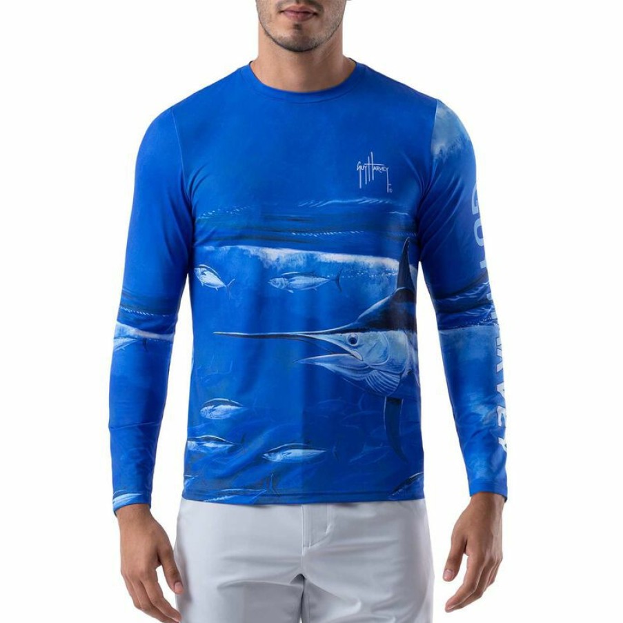 Men'S Shirts * | Guy Harvey Men'S Marlin Wrap Tech Shirt Delft