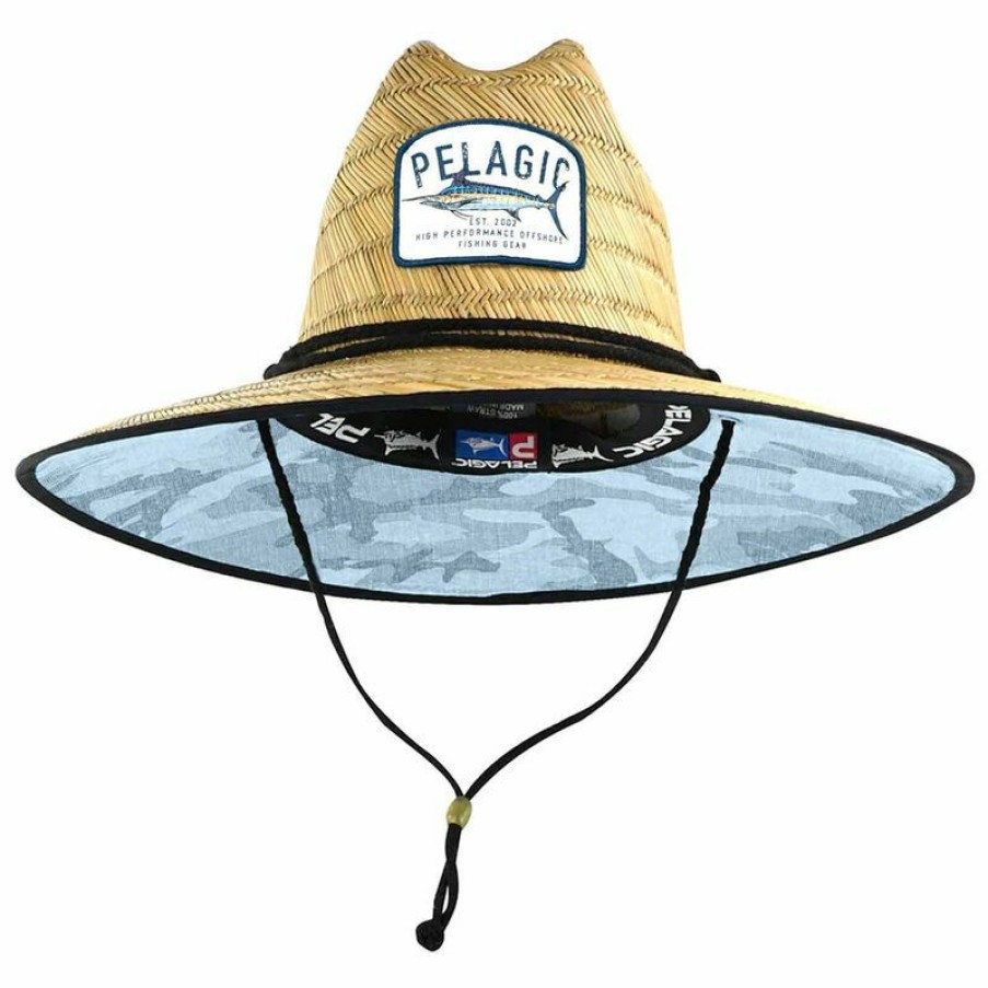 Men'S Accessories * | Pelagic Baja Fish Camo Straw Sunhat Slate