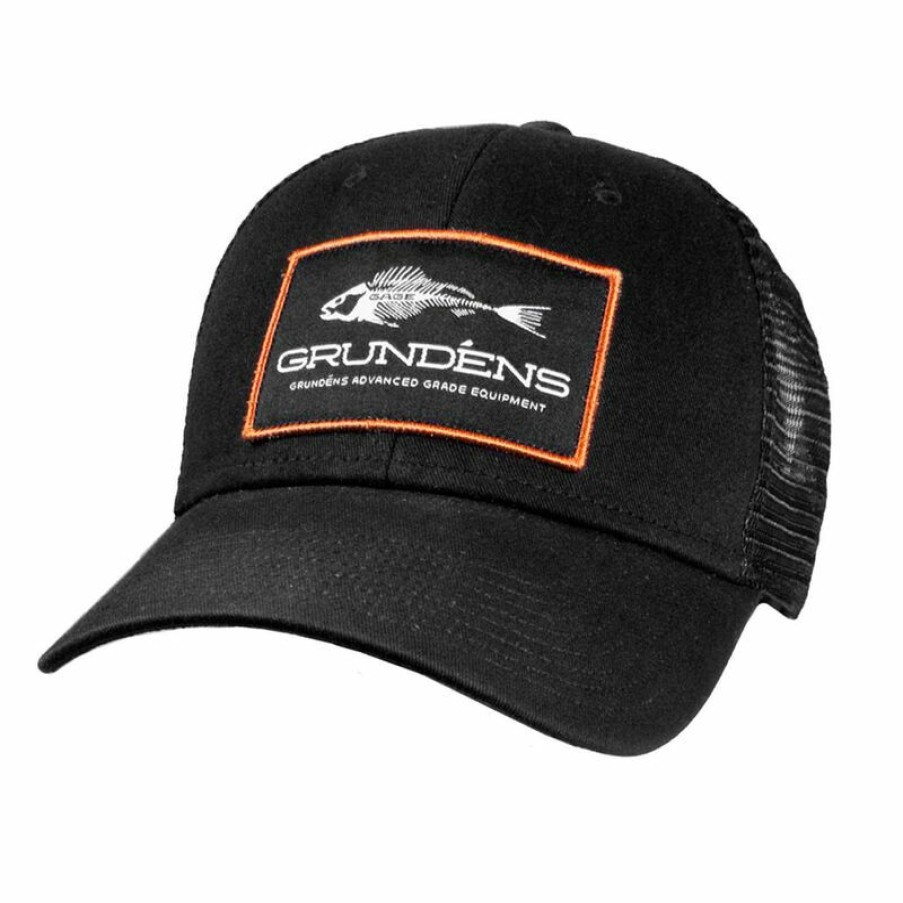 Men'S Accessories * | Grundens Trucker Hat Black