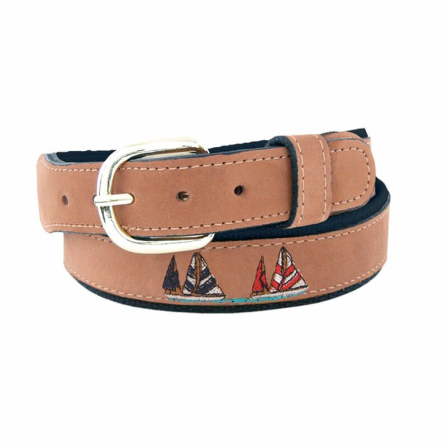 Men'S Accessories * | West Marine Men'S Sailboat Embroidered Belt Navy