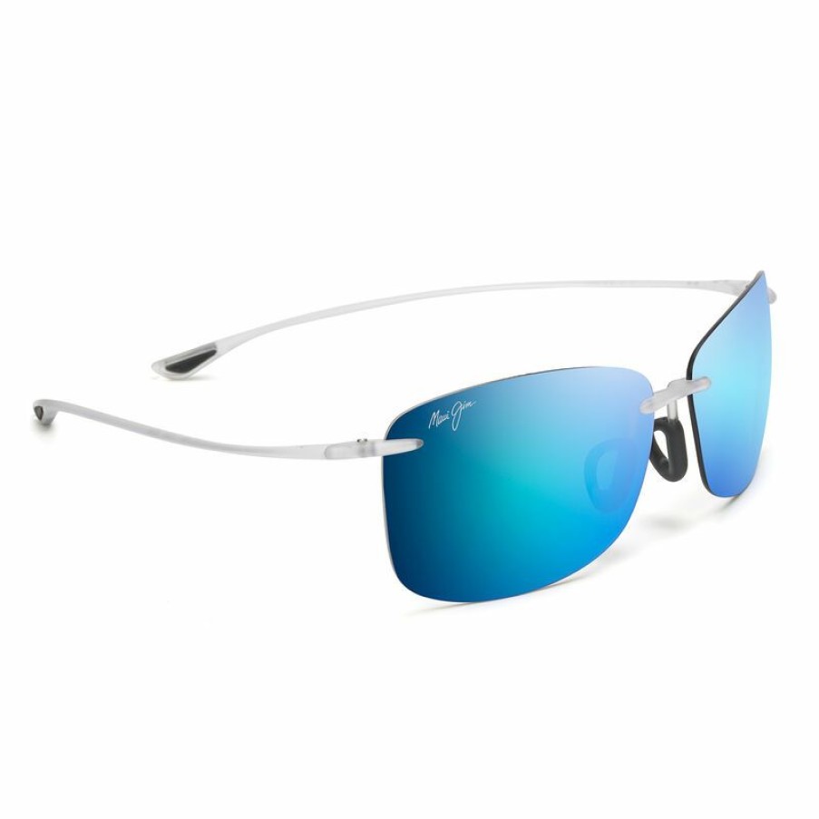 Men'S Accessories * | Maui Jim Akau Polarized Sunglasses Matte Crystal Frame/Blue Hawaii Lens