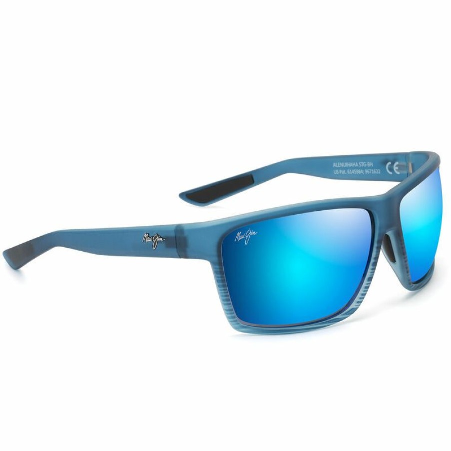 Men'S Accessories * | Maui Jim Alenuihaha Polarized Sunglasses Blue Black Stripe Frame/Blue Hawaii Lens