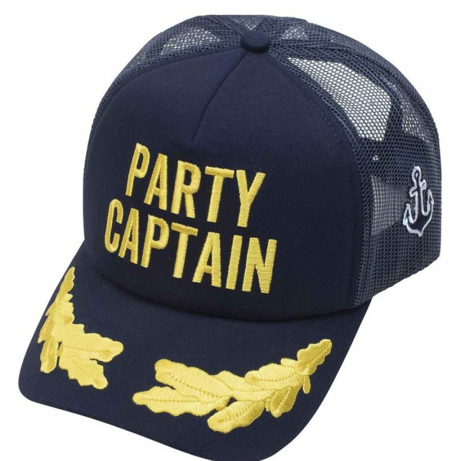 Men'S Accessories * | West Marine Party Captain Trucker Hat Navy