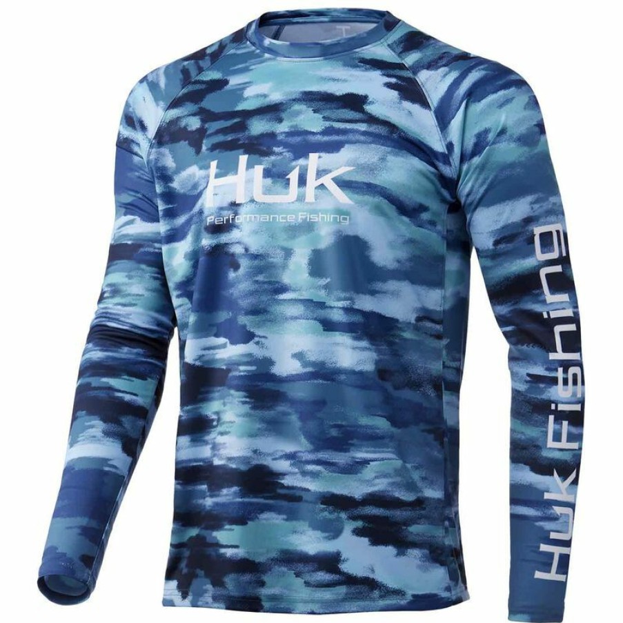 Men'S Shirts * | Huk Men'S Pursuit Edisto Shirt Titanium Blue