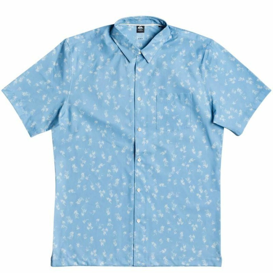 Men'S Shirts * | Quiksilver Waterman Men'S Lisboa Palms Shirt Dusk Blue