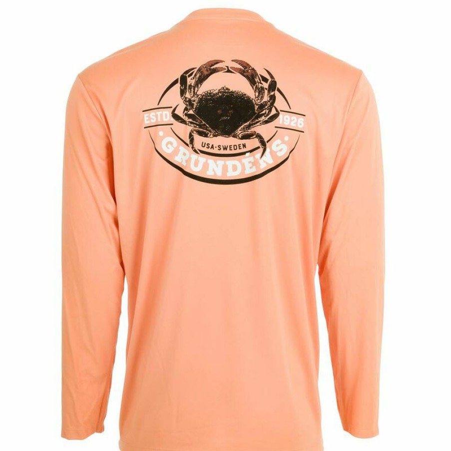 Men'S Shirts * | Grundens Men'S Crab Tech Shirt Copper Tan