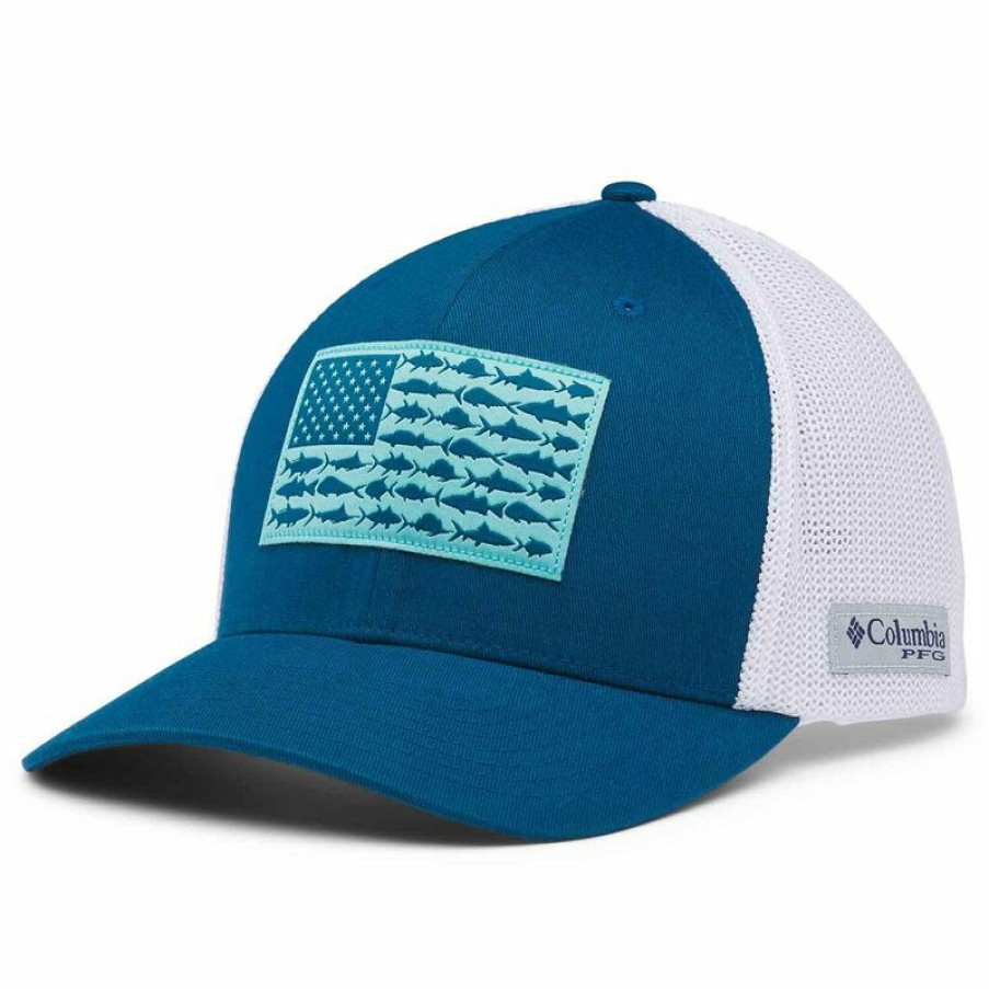 Men'S Accessories * | Columbia Men'S Pfg Mesh Fish Flag Ball Cap