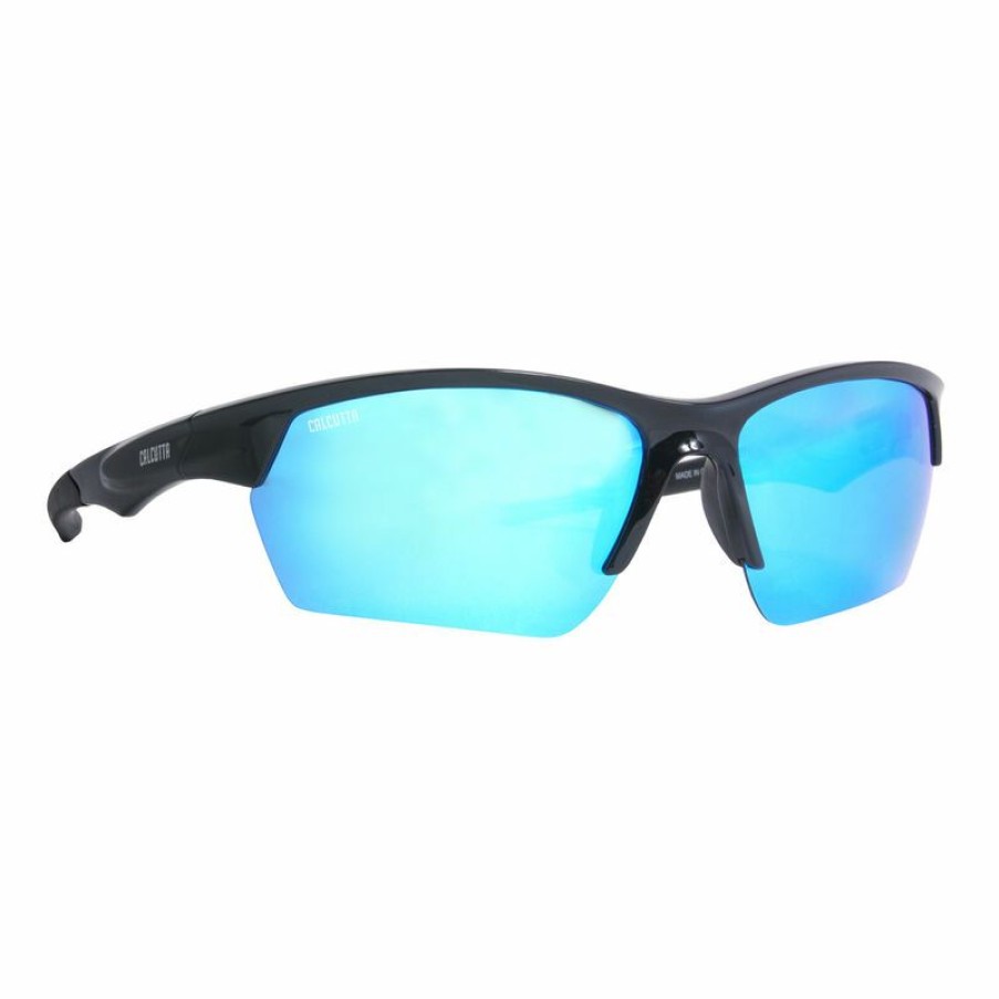 Men'S Accessories * | Calcutta Men'S First Strike Sunglasses Black/Blue Mirror