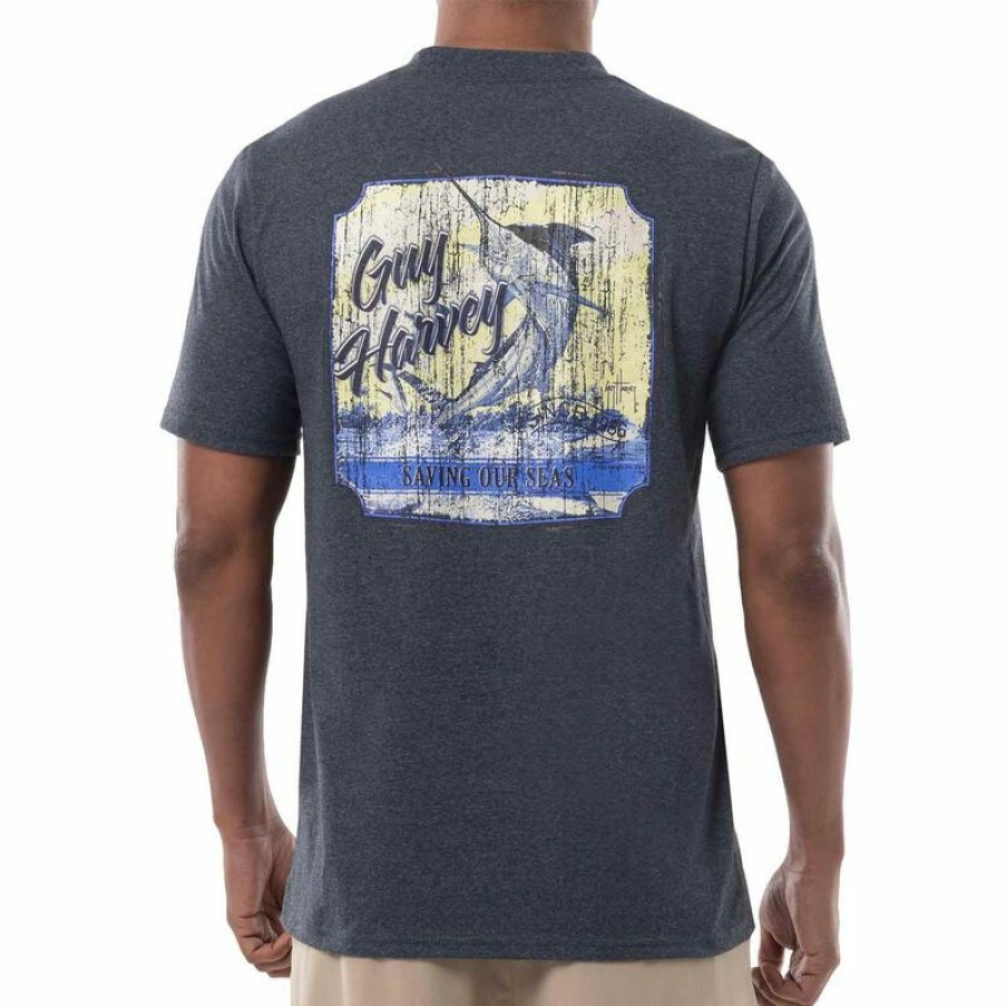 Men'S Shirts * | Guy Harvey Men'S Mahi Hex Shirt Charcoal Heather