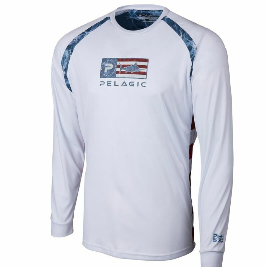 Men'S Shirts * | Pelagic Men'S Vaportek Americamo Tech Shirt White