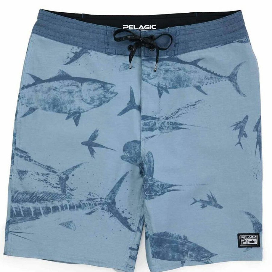 Men'S Swimwear * | Pelagic Men'S Gyotaku Deep Drop Board Shorts Slate