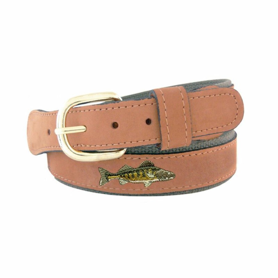 Men'S Accessories * | West Marine Men'S Walleye Embroidered Belt Brown Nubuck