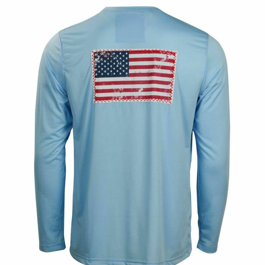 Men'S Shirts * | Hiho Men'S Usa Flag Shirt Ocean Blue