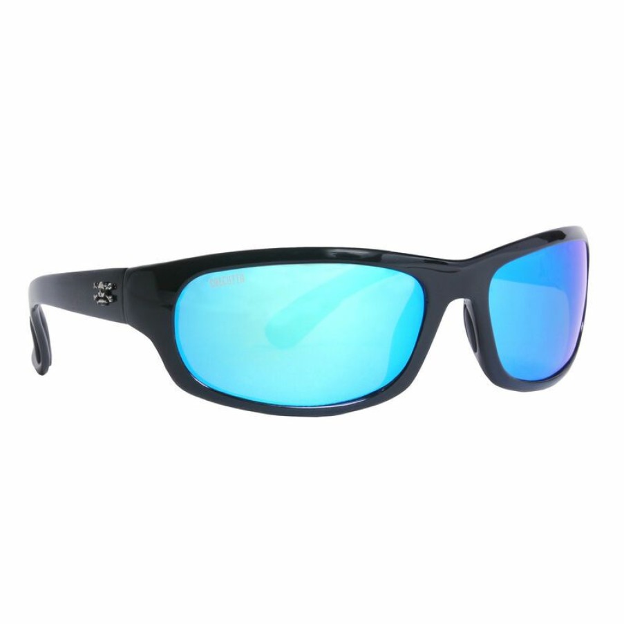 Men'S Accessories * | Calcutta Men'S Steelhead Sunglasses Shiny Black/Blue Mirror