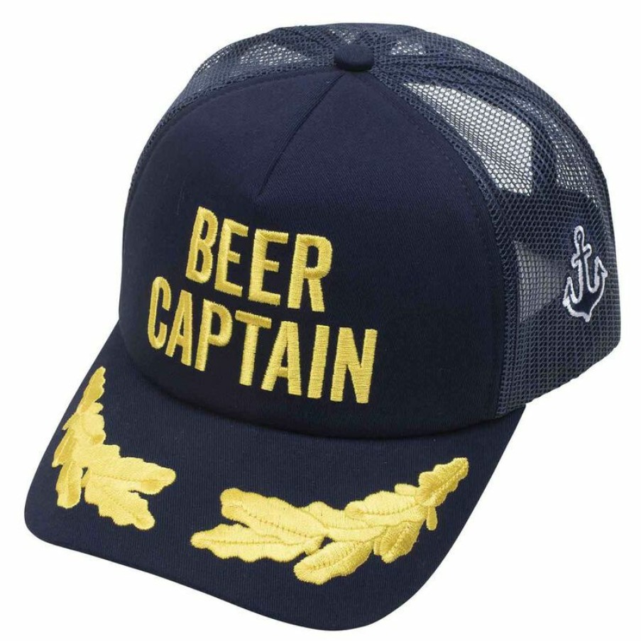 Men'S Accessories * | West Marine Beer Captain Trucker Hat Navy