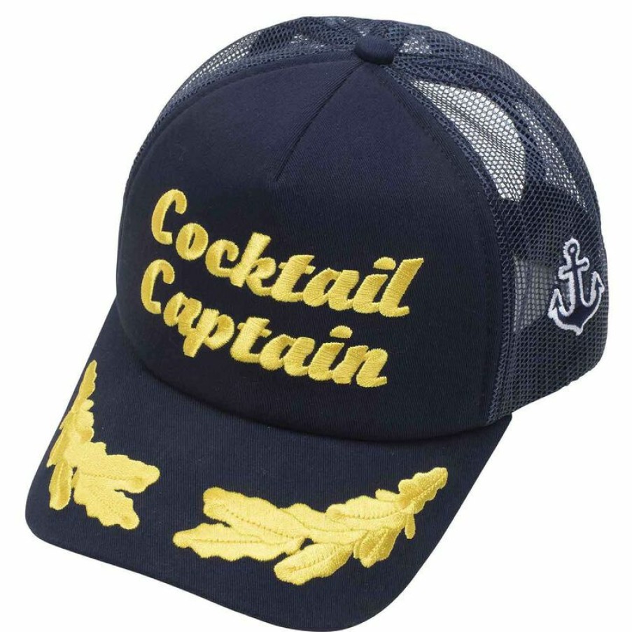 Men'S Accessories * | West Marine Cocktail Captain Trucker Hat Navy