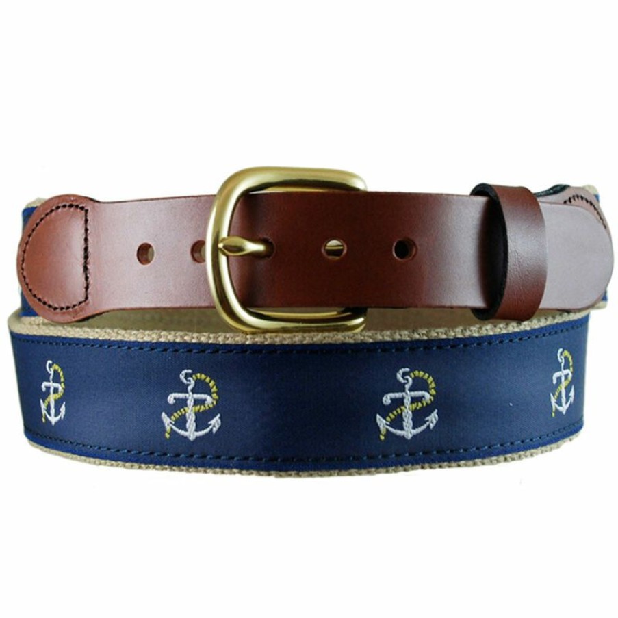 Men'S Accessories * | Leather Man Men'S Anchor Leather Tab Belt Khaki