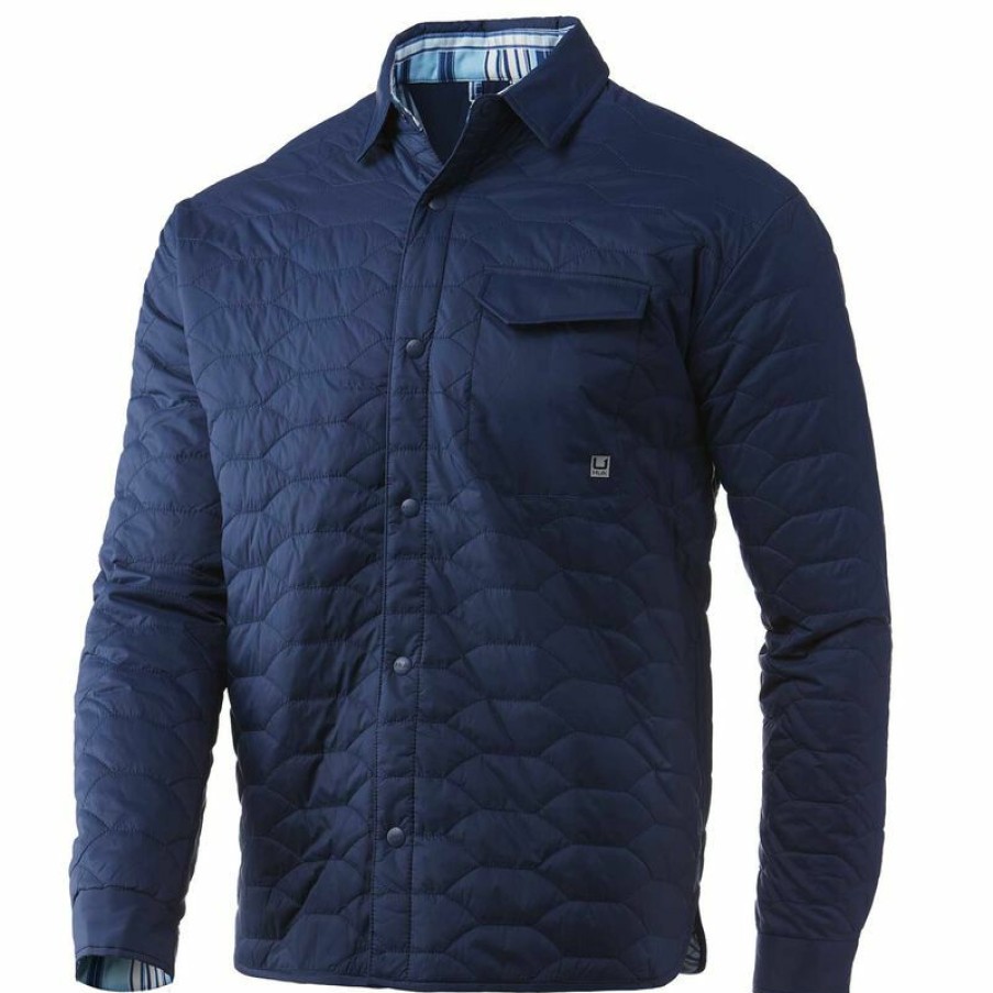 Men'S Jackets * | Huk Men'S Tarpon Quilt Shacket Sargasso Sea