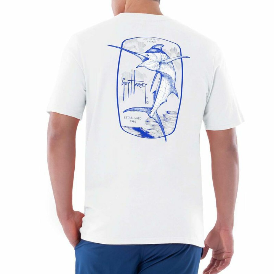 Men'S Shirts * | Guy Harvey Men'S Authentic Shirt Bright White