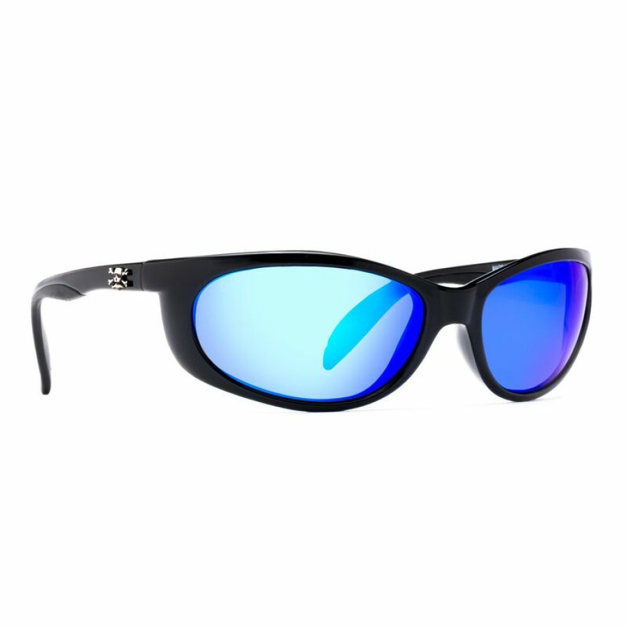 Men'S Accessories * | Calcutta Men'S Smoker Sunglasses Shiny Black/Blue Mirror