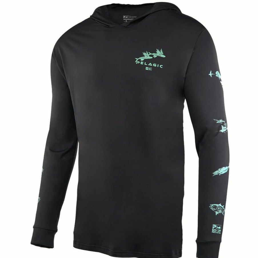 Men'S Shirts * | Pelagic Men'S Gyotaku Aquatek Hooded Shirt