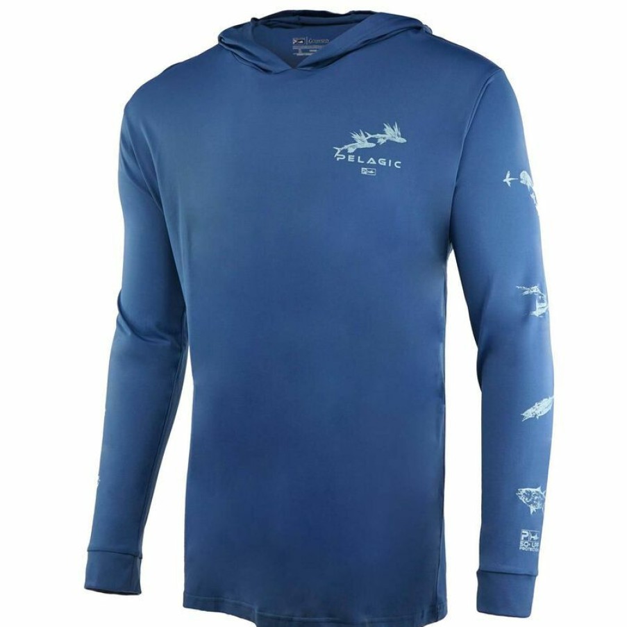 Men'S Shirts * | Pelagic Men'S Gyotaku Aquatek Hooded Shirt