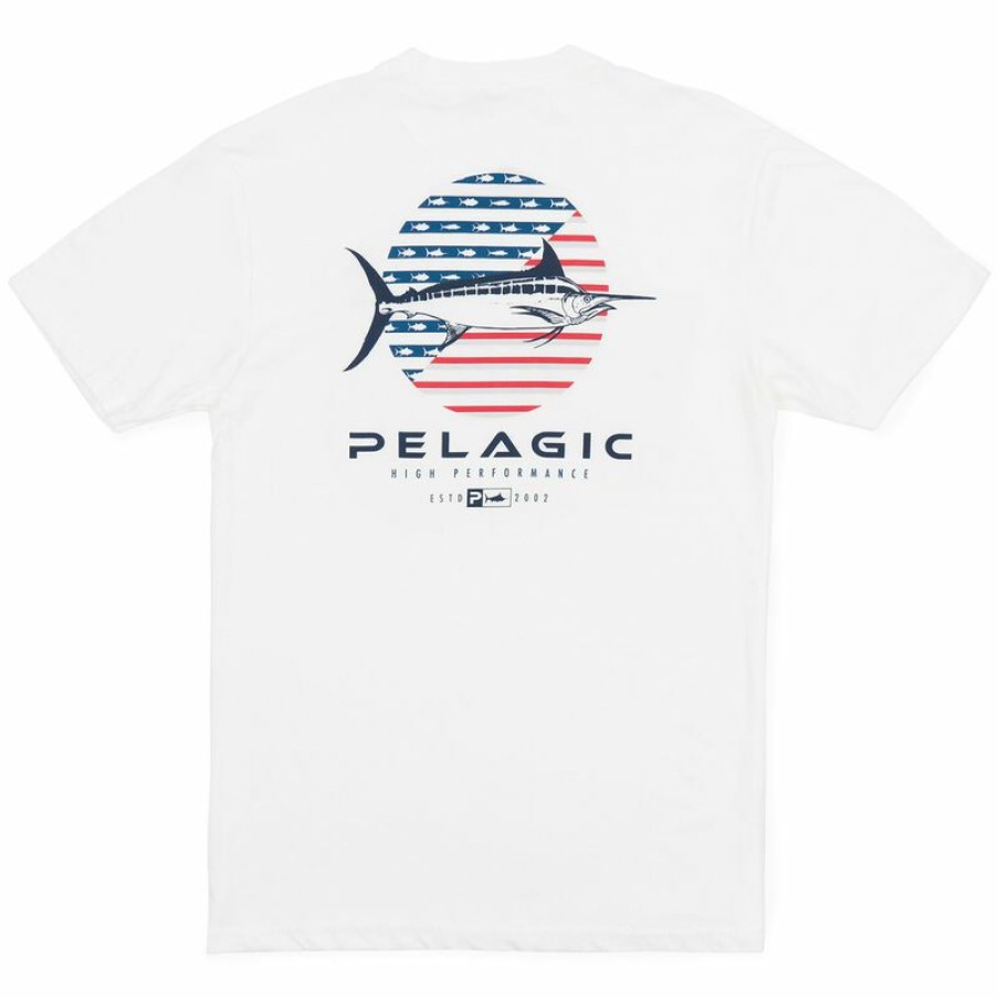 Men'S Shirts * | Pelagic Men'S Marlin Dot Premium Shirt White