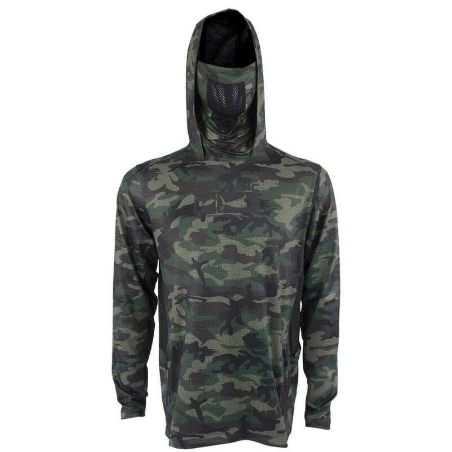 Men'S Shirts * | Pelagic Men'S Exo-Tech 2.0 Performance Fishing Hooded Shirt Camo