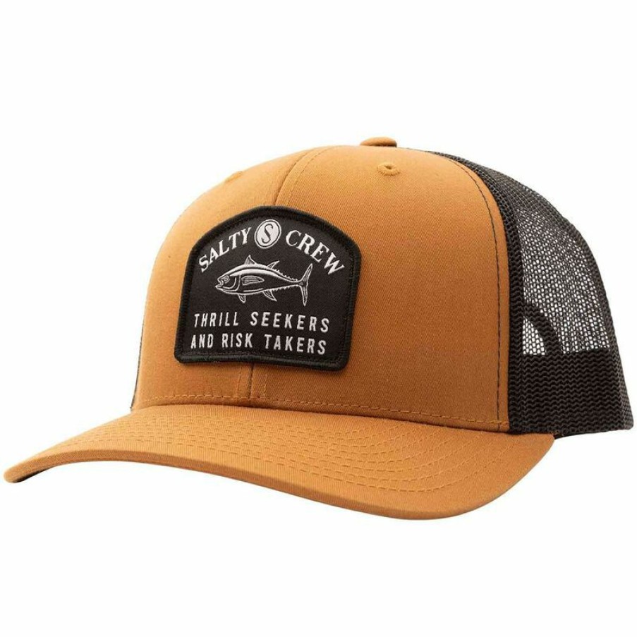 Men'S Accessories * | Salty Crew Men'S Fishmonger Retro Trucker Hat Camel/Black