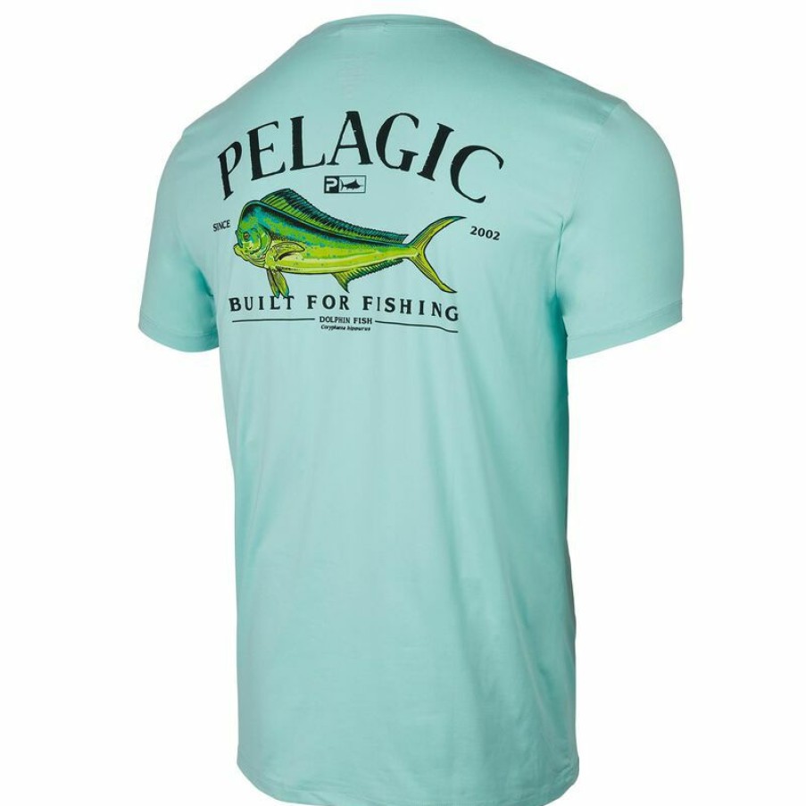 Men'S Shirts * | Pelagic Men'S Dolphin Fish Uv Shirt Turquoise