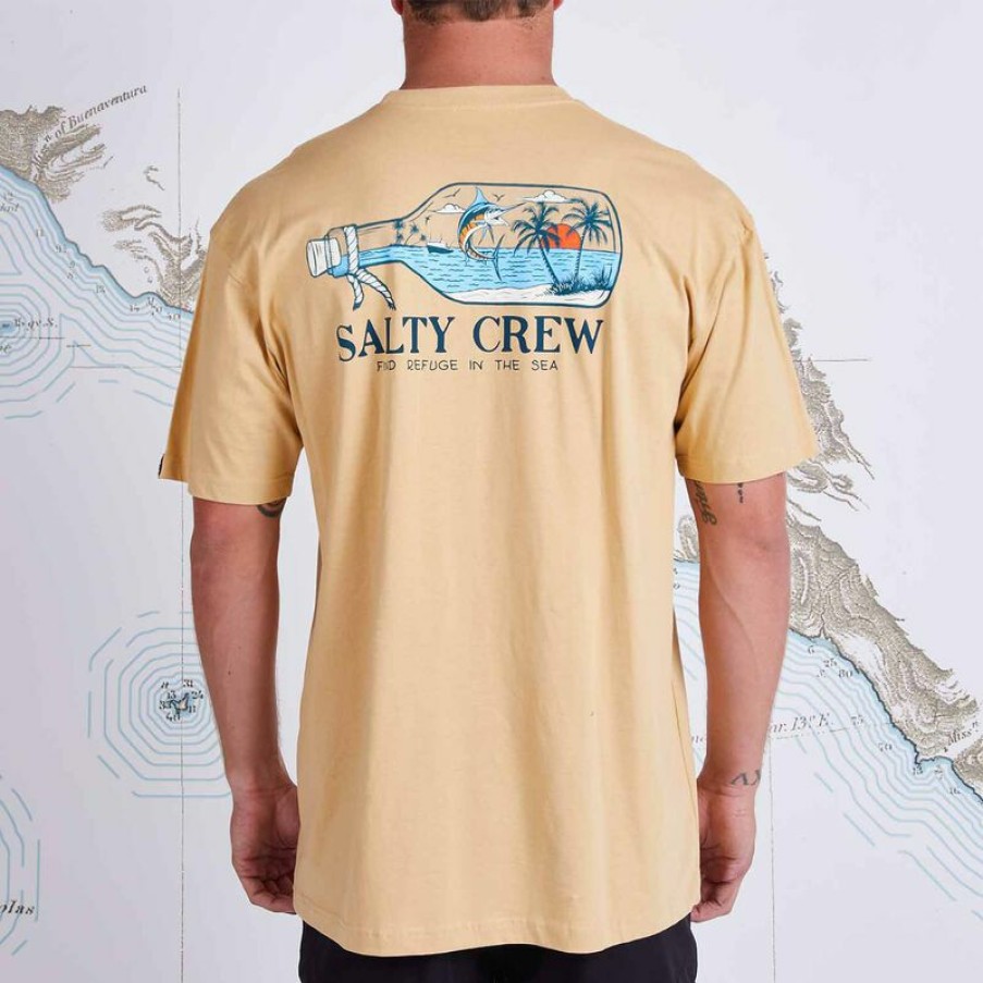 Men'S Shirts * | Salty Crew Men'S Message Shirt Camel