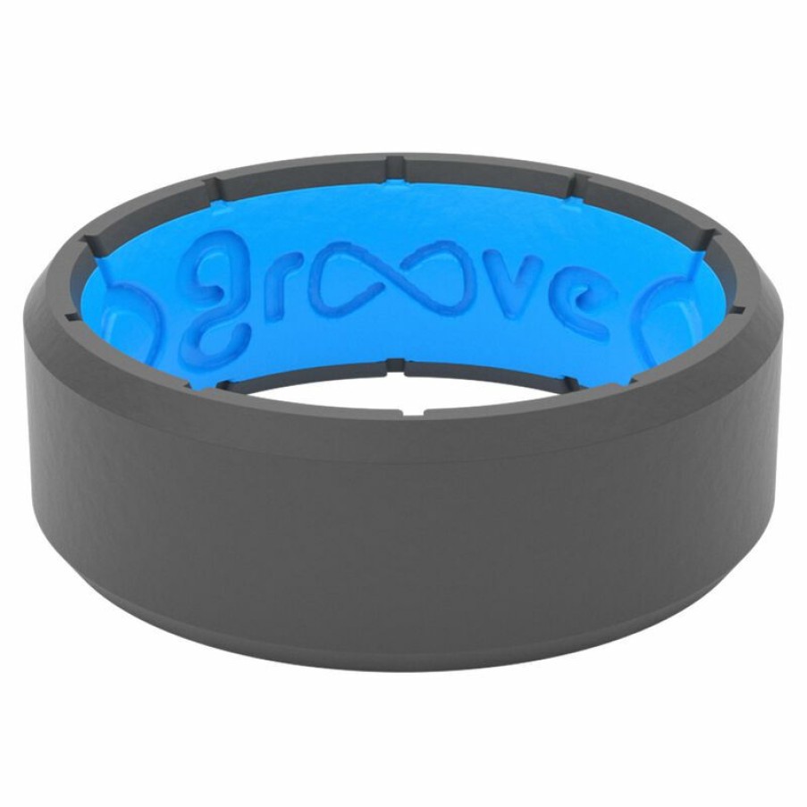 Men'S Accessories * | Groove Life Groove Ring Edge Deep Stone Grey Silicone Ring