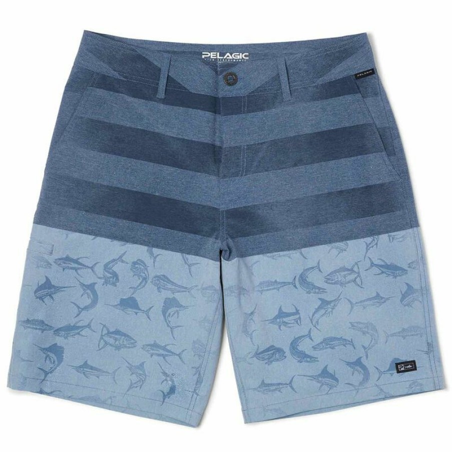 Men'S Shorts * | Pelagic Men'S Americamo Deep Sea Angler Shorts SmoClearance Blue