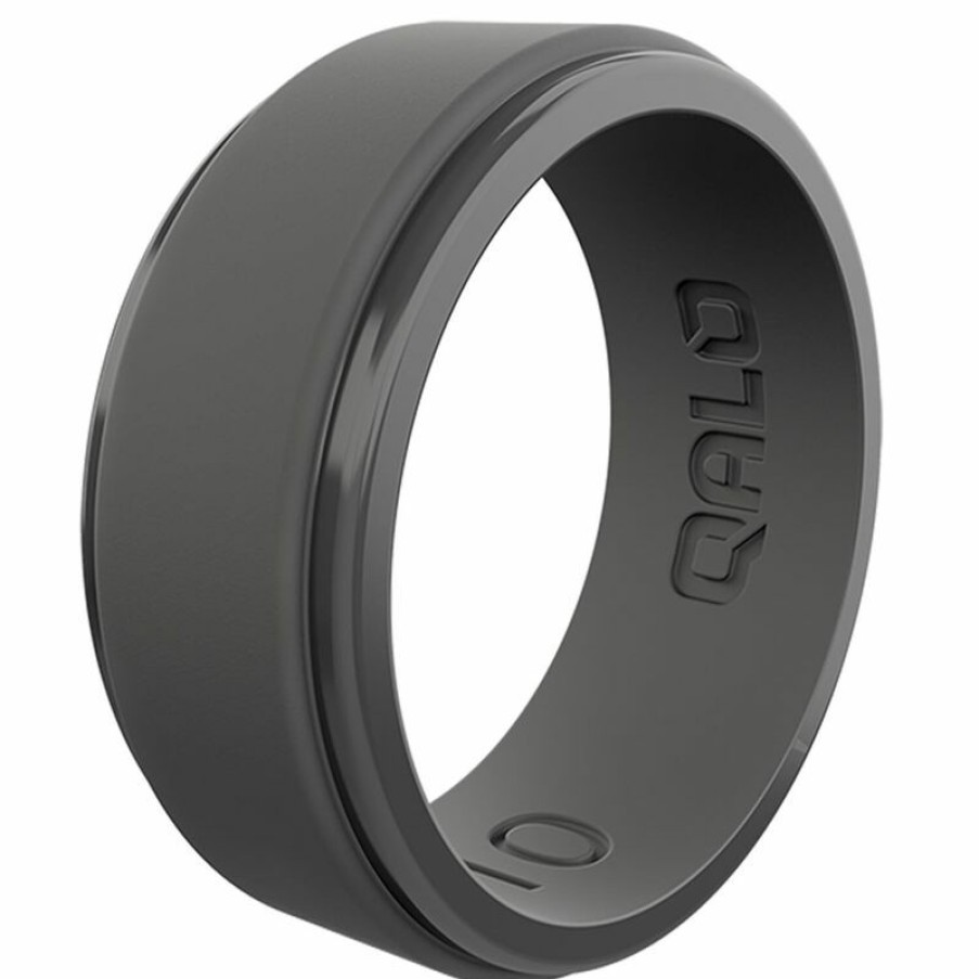 Men'S Accessories * | Qalo Men'S Step Edge Polished Silicone Ring, Size 09