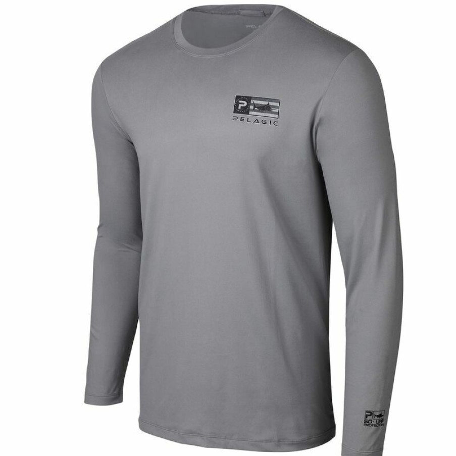 Men'S Shirts * | Pelagic Men'S Americamo Icon Premium Shirt Grey