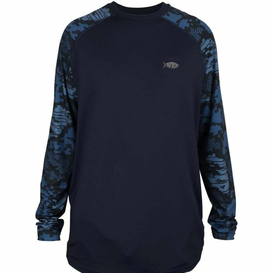 Men'S Shirts * | Aftco Men'S Tactical Performance Shirt Navy Digital Camo