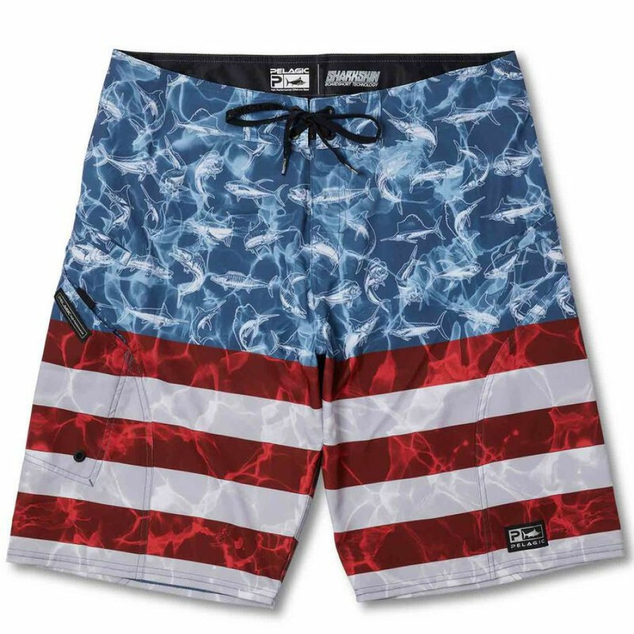 Men'S Swimwear * | Pelagic Men'S Sharkskin Americamo Board Shorts