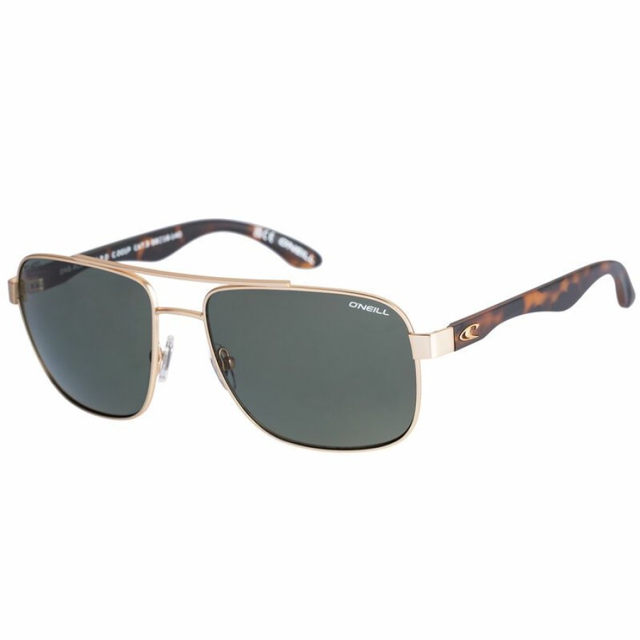 Men'S Accessories * | O'Neill Alameda Polarized Sunglasses Matte Gold Tortoise Frame/Solid Green Lens