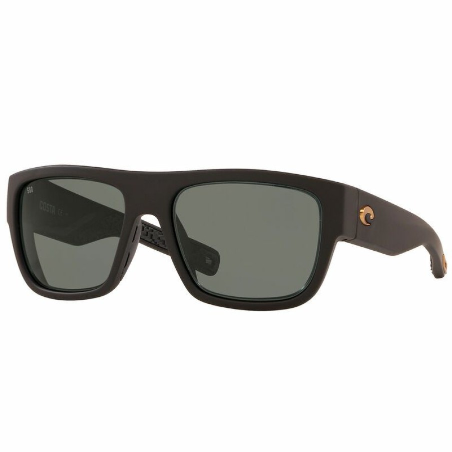 Men'S Accessories * | Costa Men'S Sampan 580G Polarized Sunglasses Matte Black Frame/Grey Lens