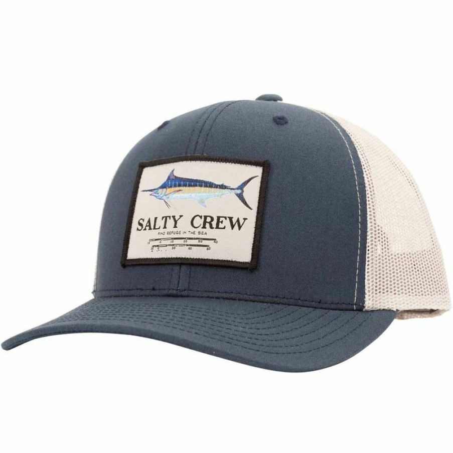 Men'S Accessories * | Salty Crew Men'S Marlin Mount Retro Trucker Hat Navy/Silver